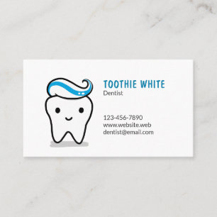 Cute Tooth with Toothpaste   Fun Dentist Dental Business Card