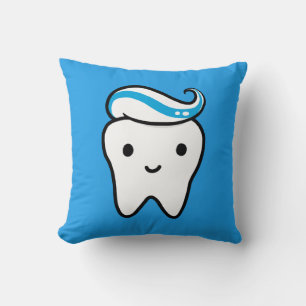 Cute Tooth with Toothpaste   Funny Molar Throw Pillow