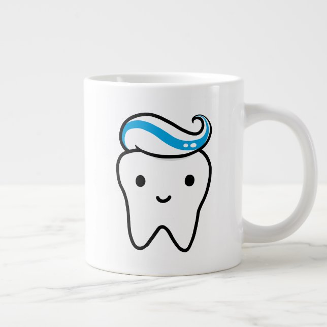 Cute Tooth with Toothpaste Large Coffee Mug (Right)