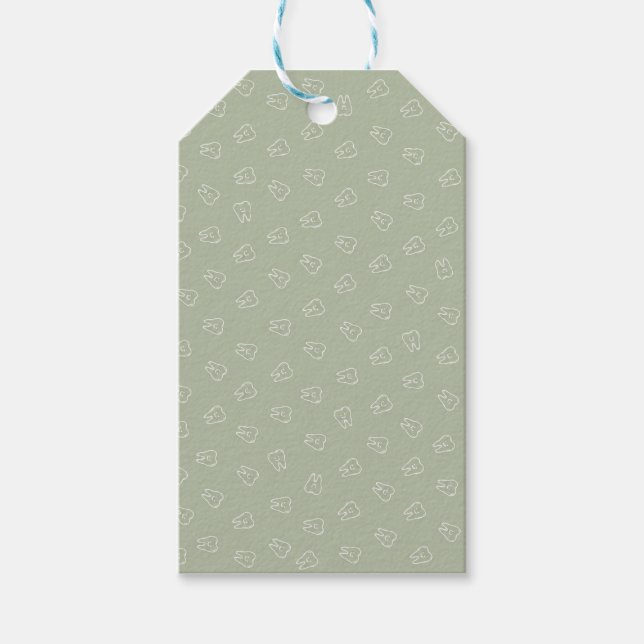 Cute Tooth Wrapping Paper Gift Tags (Front)