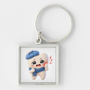 Cute Toothache Tooth Character Square Keychain