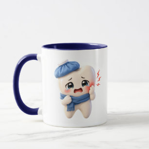 Cute Toothache Tooth Character Two-Tone Mug