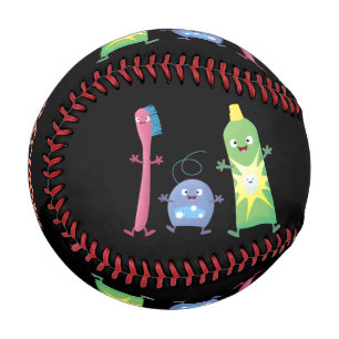 Cute toothbrush toothpaste dental floss cartoon baseball