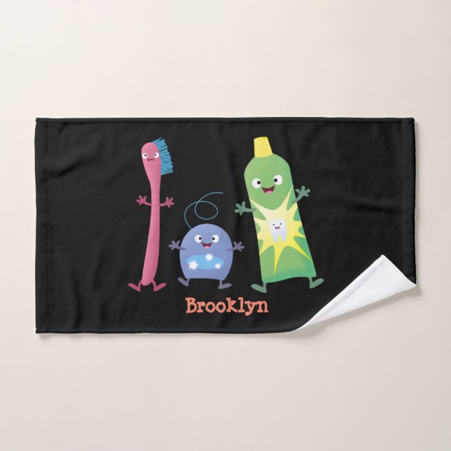 Cute toothbrush toothpaste dental floss cartoon bath towel set (Hand Towel)