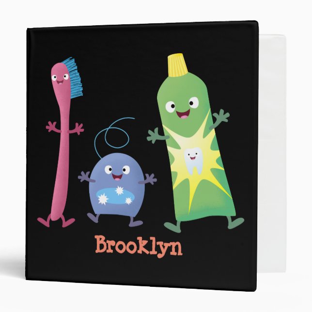 Cute toothbrush toothpaste dental floss cartoon binder (Front/Inside)