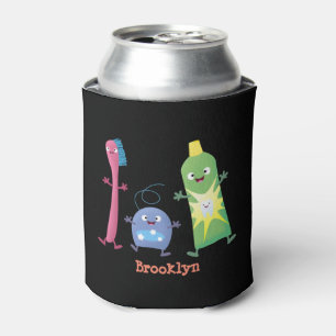 Cute toothbrush toothpaste dental floss cartoon can cooler