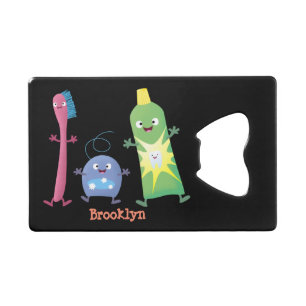 Cute toothbrush toothpaste dental floss cartoon credit card bottle opener