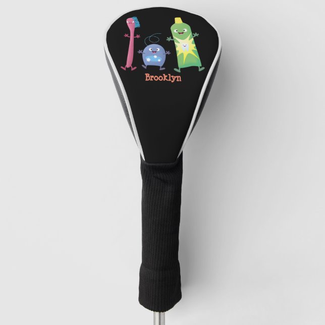Cute toothbrush toothpaste dental floss cartoon golf head cover (Front)