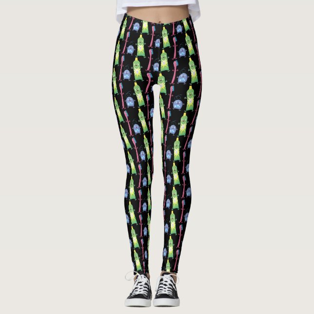Cute toothbrush toothpaste dental floss cartoon leggings (Front)