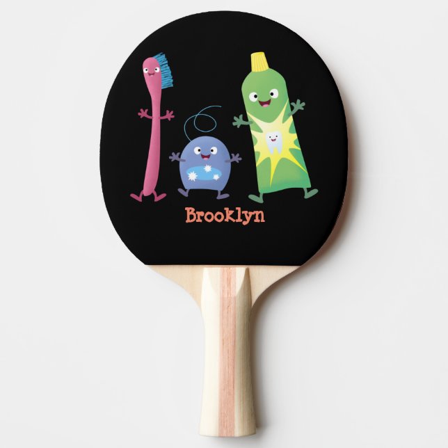 Cute toothbrush toothpaste dental floss cartoon ping pong paddle (Front)
