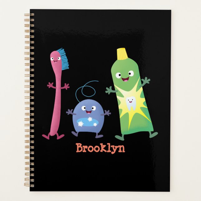 Cute toothbrush toothpaste dental floss cartoon planner (Front)