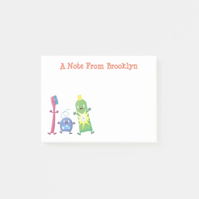 Cute toothbrush toothpaste dental floss cartoon post-it notes (Front)