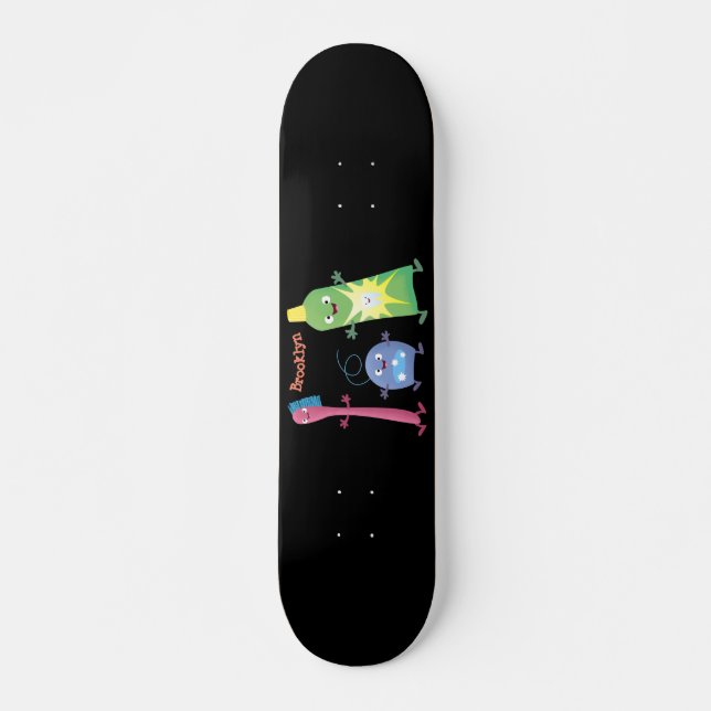 Cute toothbrush toothpaste dental floss cartoon skateboard (Front)