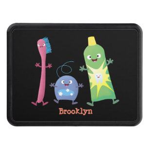 Cute toothbrush toothpaste dental floss cartoon trailer hitch cover