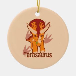 Cute Torosaurus Ceramic Ornament