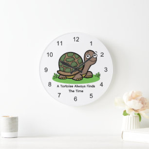 Cute Tortoise Always Finds The Time Large Clock