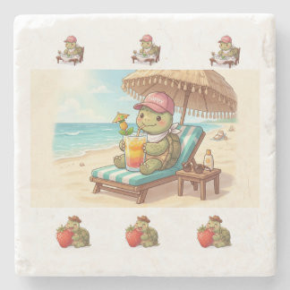 cute tortoise at the beach coaster