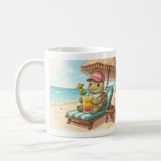 Cute tortoise at the beach coffee mug