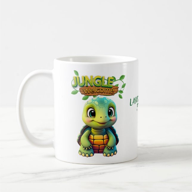 Cute Tortoise Land of the Free Whimsical Turtle 🐢 Coffee Mug (Left)