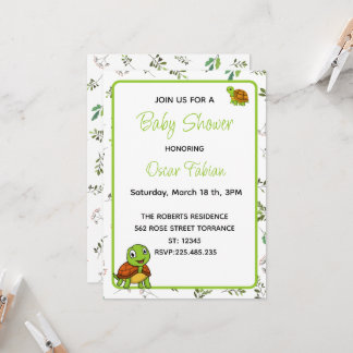 Cute Tortues minces baby shower invitation