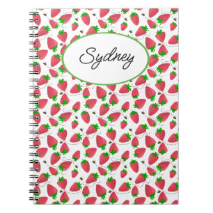 Cute Tossed Strawberries Bees Notebook