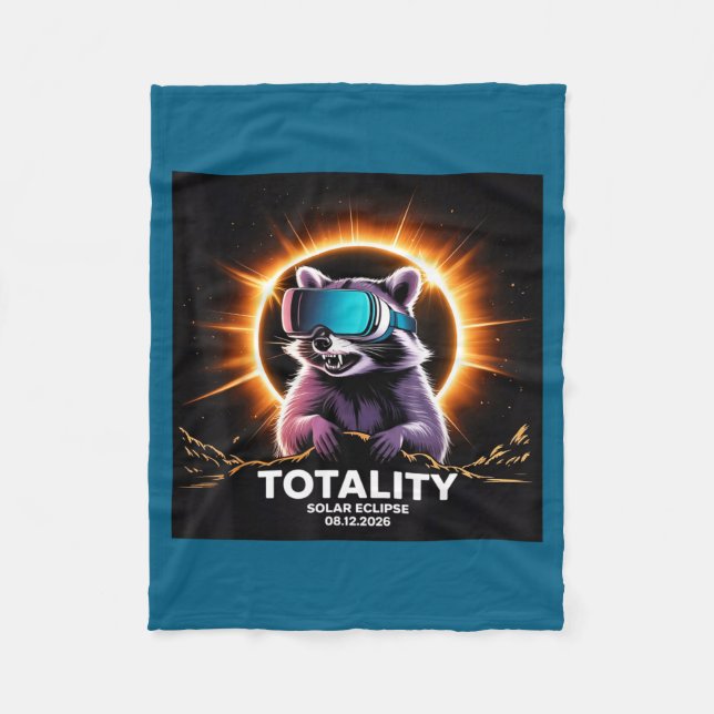 Cute Total Solar August 12 Totality Fleece Blanket (Front)
