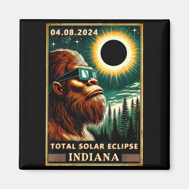 Cute Total Solar Eclipse Indiana Bigfoot Magnet (Front)