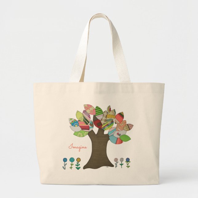 Cute Tote Bag - Imagine - Button Tree (Front)