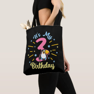 Cute Toucan 3rd Birthday 3 Year Old Birth Girl Tote Bag