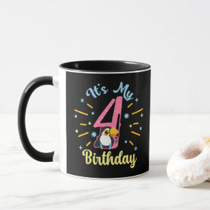 Cute Toucan 4th Birthday 4 Year Old Birth Girl Mug