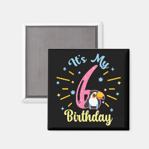 Cute Toucan 6th Birthday 6 Year Old Birth Girl  Magnet