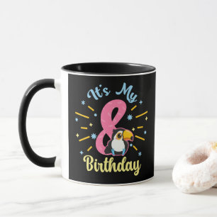 Cute Toucan 8th Birthday 8 Year Old Birth Girl  Mug
