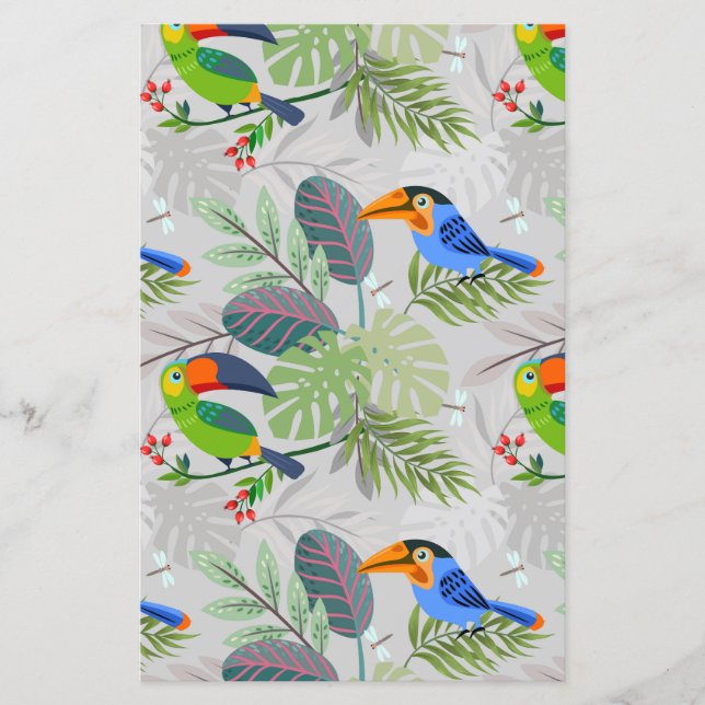 Cute Toucan bird, Everybirdy Pattern, Watercolors (Front)