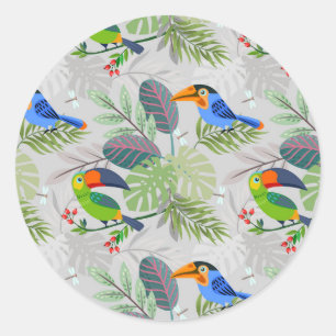 Cute Toucan bird, Everybirdy Pattern, Watercolors Classic Round Sticker