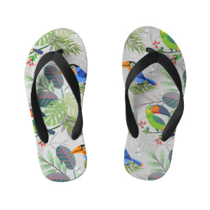 Cute Toucan bird, Everybirdy Pattern, Watercolors Kid's Flip Flops