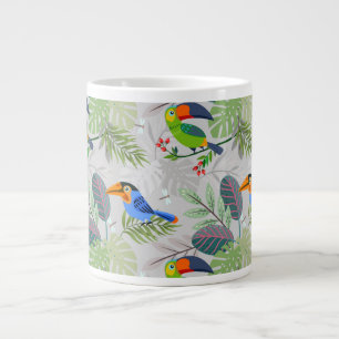 Cute Toucan bird, Everybirdy Pattern, Watercolors Large Coffee Mug