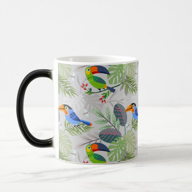 Cute Toucan bird, Everybirdy Pattern, Watercolors Magic Mug (Left)
