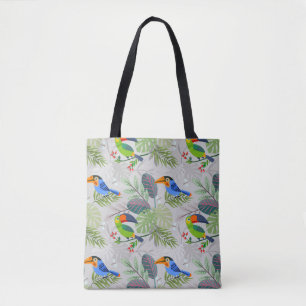 Cute Toucan bird, Everybirdy Pattern, Watercolors Tote Bag