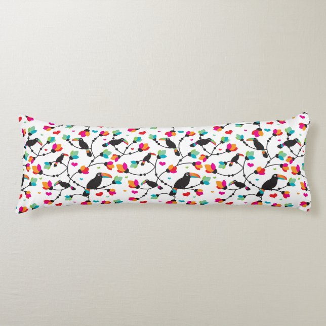 cute toucan bird tropical illustration body pillow (Front)