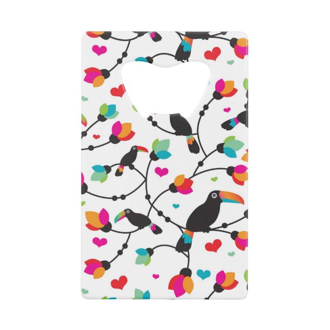 cute toucan bird tropical illustration credit card bottle opener (Front)