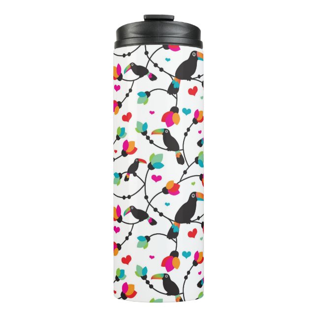 cute toucan bird tropical illustration thermal tumbler (Front)