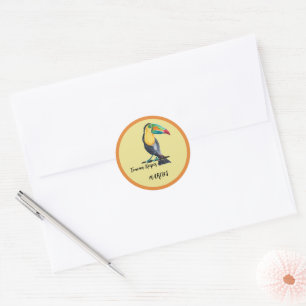 Cute Toucan Keeper Watercolor Illustration Classic Round Sticker