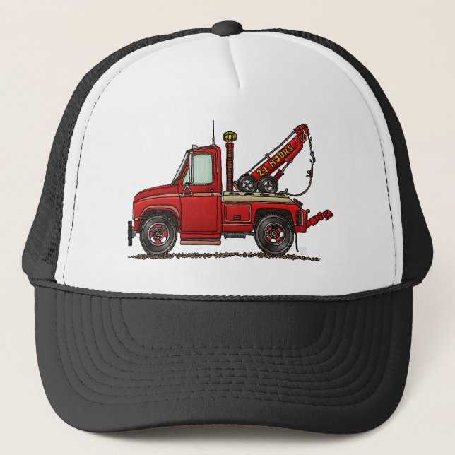 Cute Tow Truck Wrecker Trucker Hat (Front)