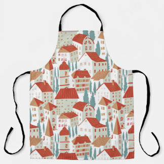 Cute Town Houses: Seamless Illustration Apron
