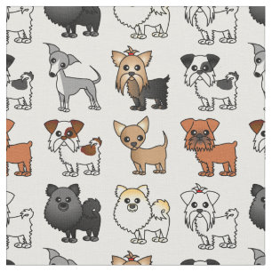 Cute Toy Dog Breed Pattern Fabric