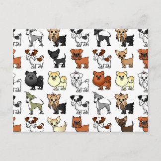 Cute Toy Dog Breed Pattern Postcard