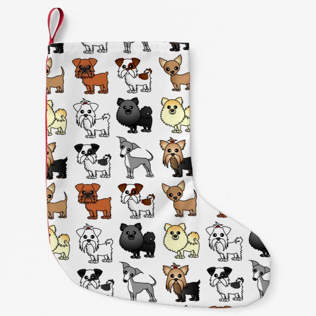 Cute Toy Dog Breed Pattern Small Christmas Stocking (Front)