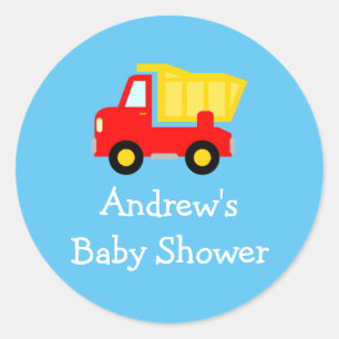Cute toy dump truck baby shower stickers seals