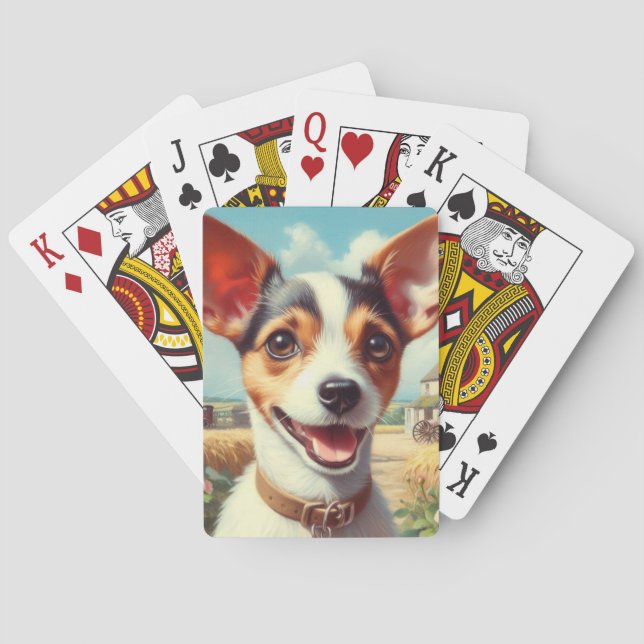 Cute Toy Fox Terrier Painting Playing Cards (Back)