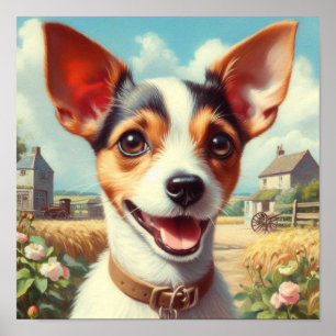 Cute Toy Fox Terrier Painting Poster